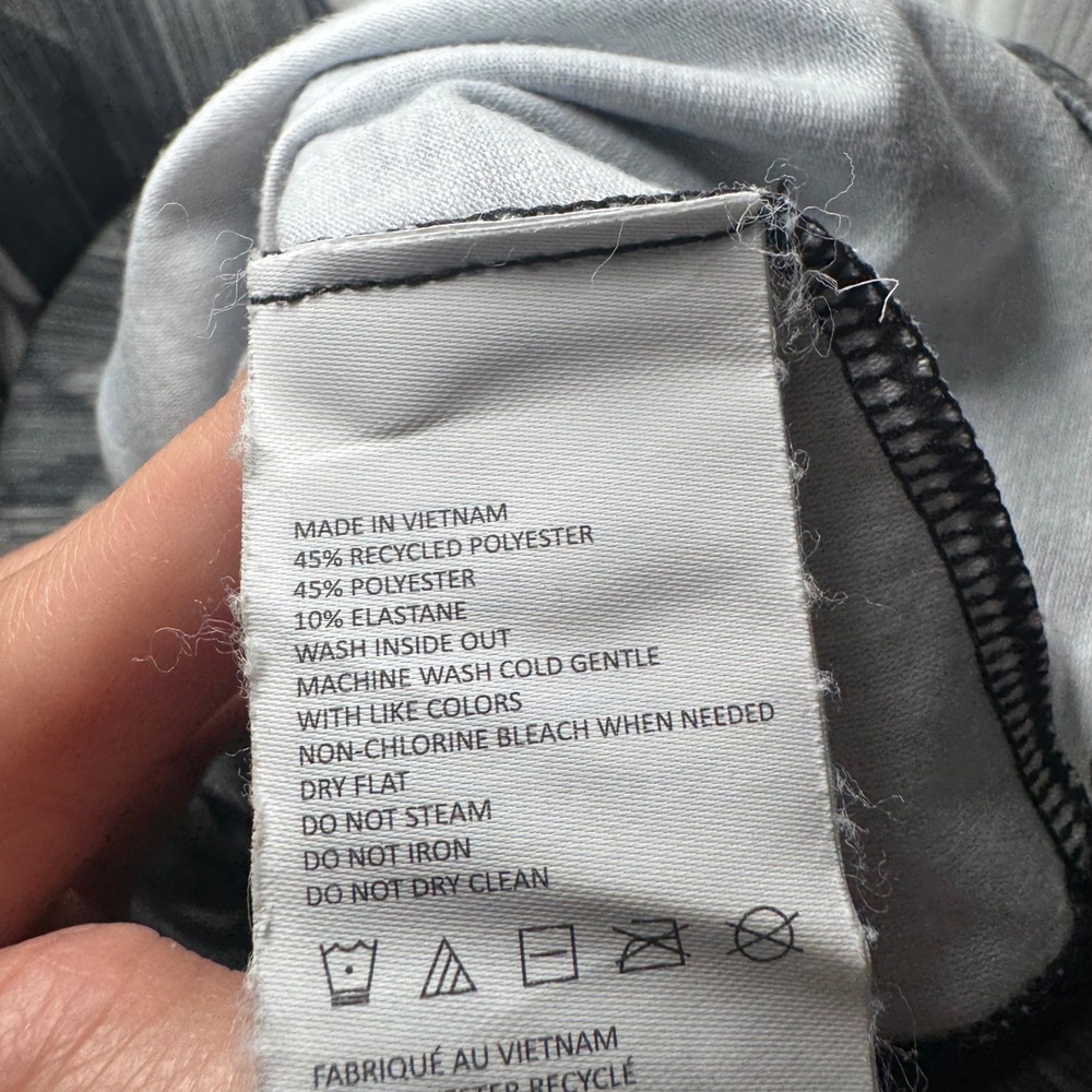 Prana Strapless Dress Women Grey Geometric Diamond Print Black Yoga Comfort M - Picture 5 of 9